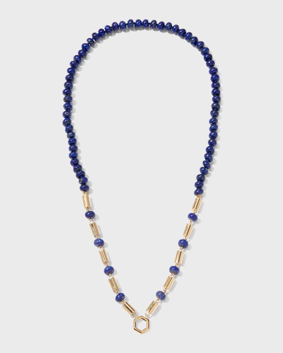 Yellow Gold Baht Chain with Lapis